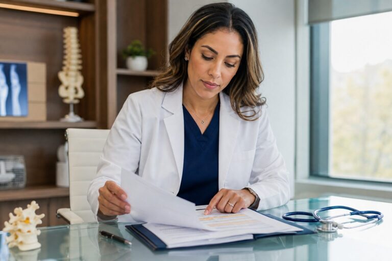 Orthopedic surgeon reviewing employment contract — contract and practice design pitfalls guide